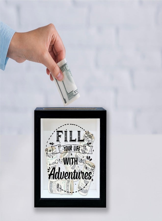 Mueddur Adventure Fund Shadow Box Frame, Honeymoon Fund Box with Slot, Fill Your Life with Adventures Theme Travel Memory Box, Adventure Archive Box Wedding Gifts, Decorative Wooden Money Savings -04 - Image 4